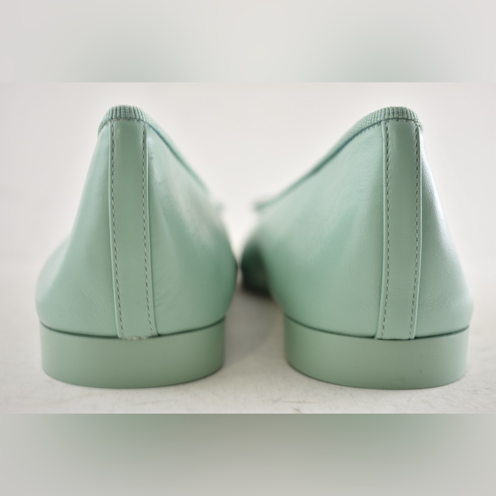 Chanel 26S Mint Green White Lambskin Leather CC Logo Ballet Ballerina Flat 37.5 - Picture 15 of 16